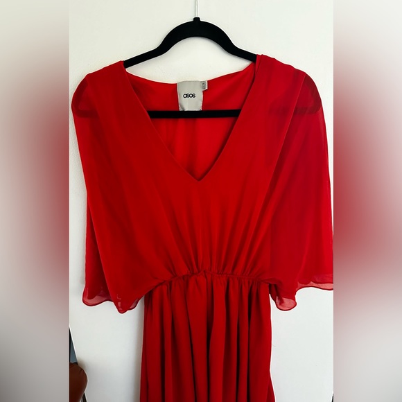 ASOS Flutter Sleeve Cross Over Mini Dress - Picture 4 of 6